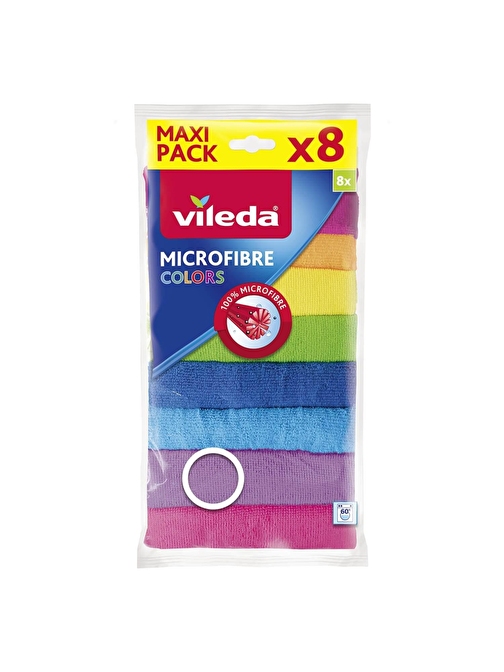 Vileda 8'li %100 Mikrofiber Colors Temizlik Bezi - Tekil