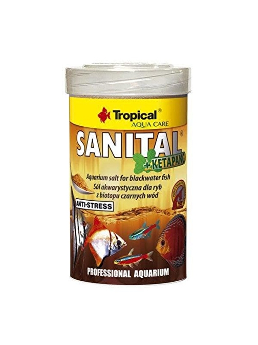 Tropical Sanital Ketapang Su Biyotopu Balıkları için Akvaryum Tuzu Siyah 100 Ml 120 Gr