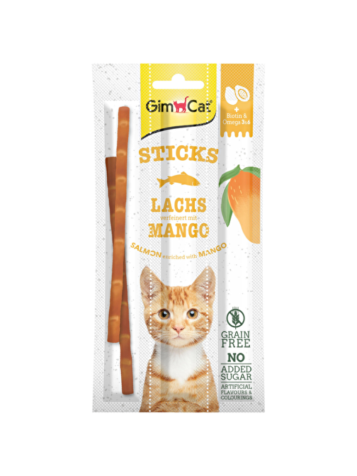 Gimcat Sticks Somonlu ve Mangolu Tahılsız Kedi Ödülü 5 Gr 3 Lü Paket