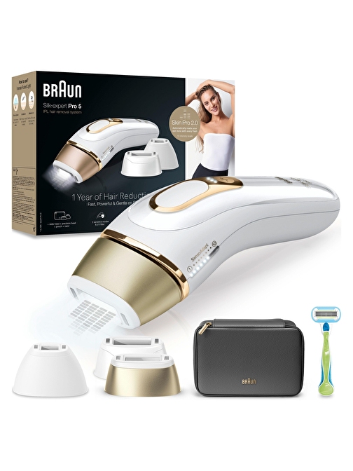 Braun IPL Silk·expert Pro 5, Evde Tüy Alma, Çanta, Venus Tıraş Makinesi, 3 Başlık ile, PL5242