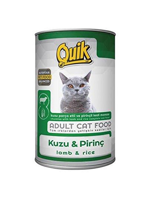 Quik Kuzu Etli ve Pirinçli Yetişkin Konserve Kedi Maması 415 Gr