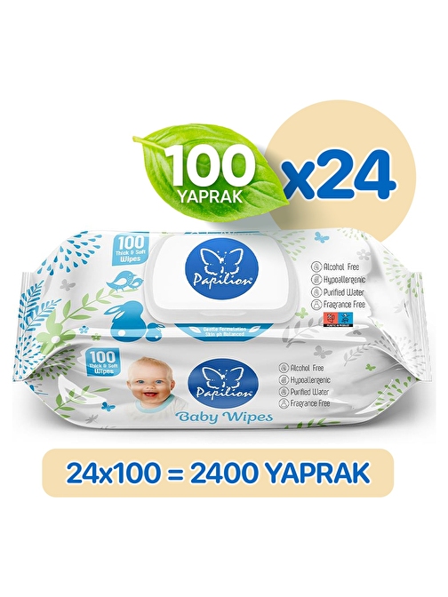 Papilion Baby Kokusuz Hypoalergenic Islak Bebek Havlusu Extra Kalın 2400 Yaprak