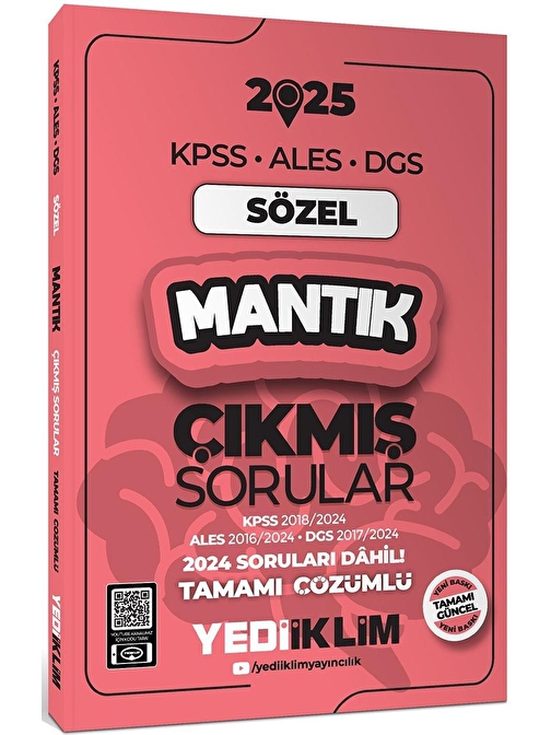 Yediiklim Yayınları 2025 KPSS ALES DGS Sözel Mantık Çıkmış Sorular ve Çözümleri