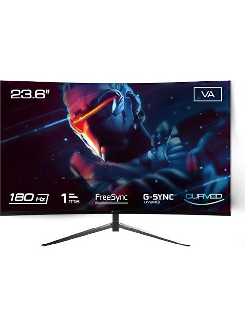 GameBooster GB-2418CF 23.6" 180Hz 1ms VA Panel FullHD  FreeSync, G-Sync Destekli Curved Gaming Monitör