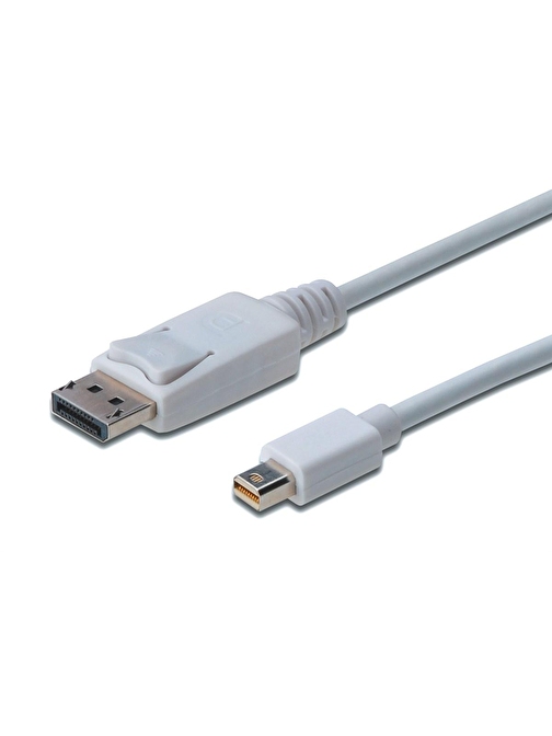 DisplayPort (DP)  Mini DisplayPort (mini DP) Bağlantı Kablosu, DP Erkek - mini DP Erkek, 2 metre, kilit mekanizmalı, DP 1.1a uyumlu, UL, beyaz renk