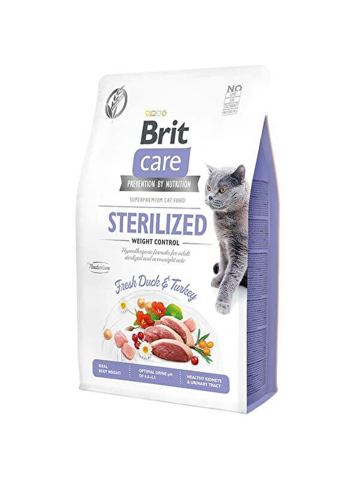 Brit Care Hipoalerjenik Sterilized Ördek ve Hindili Tahılsız Kısırlaştırımış Kedi Maması 2 Kg