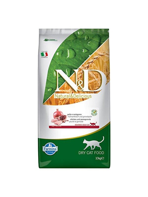 N&D Prime Tavuk ve Narlı Kısırlaştırılmış Tahılsız Kedi Maması 10 Kg