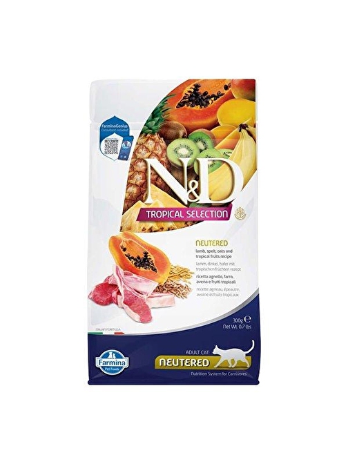 N&D Tropical Selection Sterilised Kuzu Etli Kısırlaştırılmış Yetişkin Kedi Maması 300 Gr