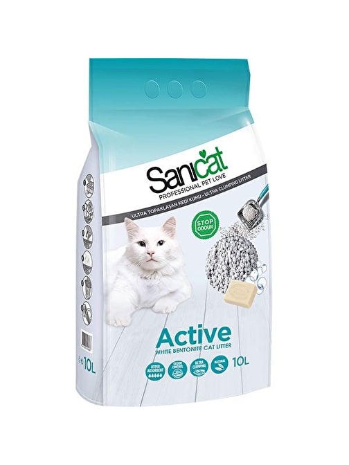 Sanicat Active Marsilya Sabunlu Topaklaşan Kedi Kumu İnce 10 Lt