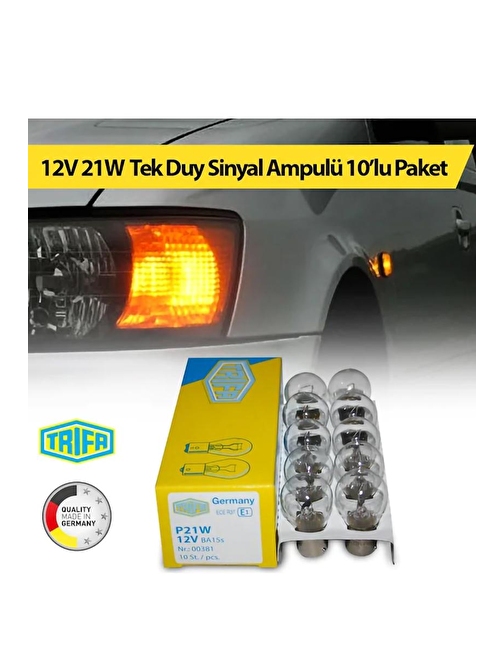 12V 21W Tek Duy Sinyal Ampulü Trifa 10'lu Paket 00381