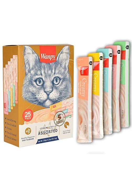 Wanpy Karışık Sıvı Kedi Ödül Maması 25x14 Gr