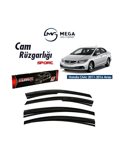 Honda Civic 2011-2016 Arası Mugen Tip Cam Rüzgarlık Sunplex