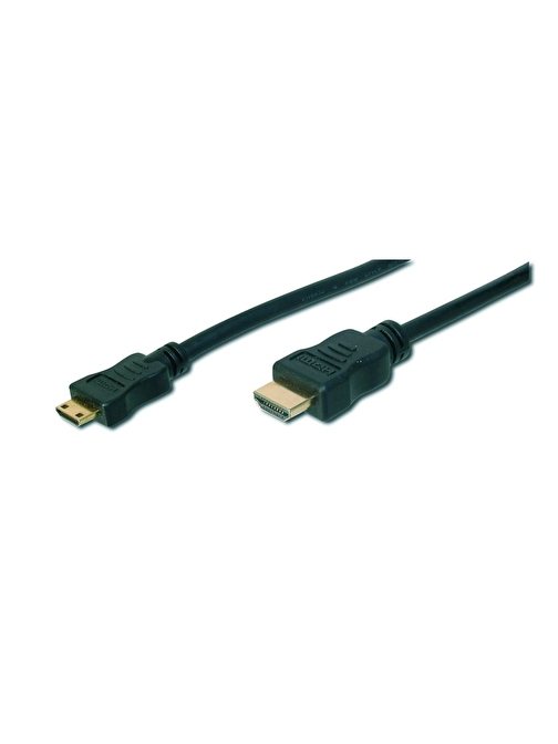 HDMI Highspeed Bağlantı Kablosu (HDMI 1.3), 1080p, HDMI Tip C (mini) Erkek - HDMI Tip A Erkek, 2 metre, CU, AWG30, 2 x zırhlı, UL, altın kaplama, siyah renk