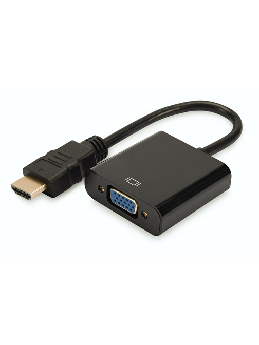 HDMI  VGA Çevirici Adaptör, Giriş: HDMI A erkek, 3,5mm audio dişi, Çıkış: VGA dişi,  siyah renk