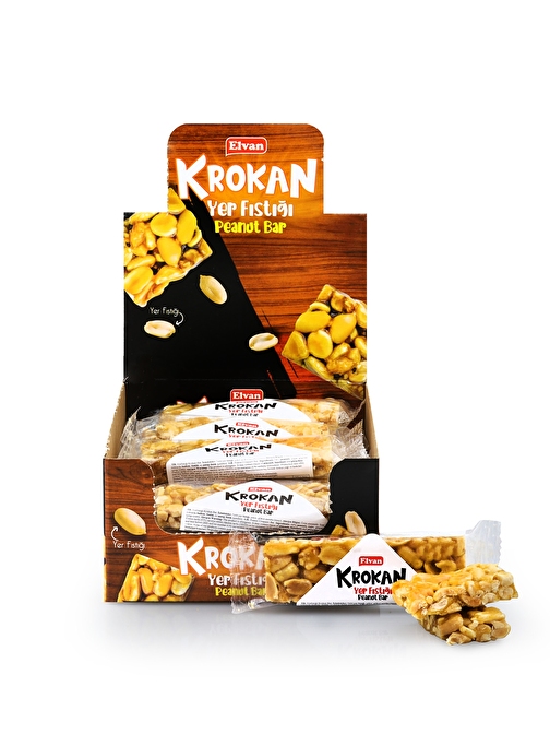 Elvan Yer Fıstıklı Krokan Bar 30 Gr. 20 Adet (1 Kutu)