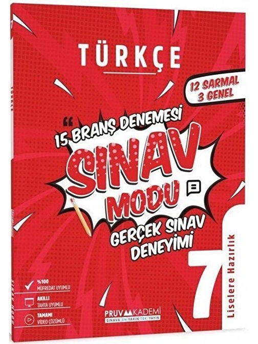 7. Sınıf Türkçe Sınav Modu 15 Deneme Pruva Akademi