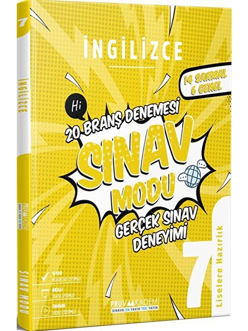 7. Sınıf İngilizce Deneme Pruva Akademi