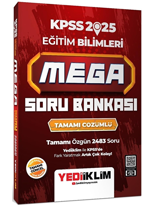 Yediiklim Yayınları 2025 KPSS Eğitim Bilimleri Mega Tamamı Çözümlü Soru Bankası