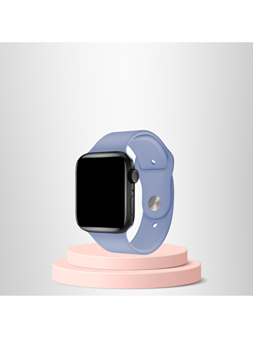 Apple Watch 42 44 45mm/S  A Kalite Kordon Kayış Bileklik Klasik Kaliteli Silikon Kordon KRİSTAL MAVİSİ