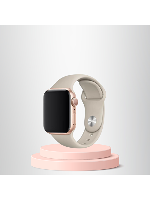 Apple Watch 42 44 45mm/S  A Kalite Kordon Kayış Bileklik Klasik Kaliteli Silikon Kordon TAŞ GRİSİ