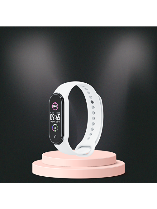 Mi Band 3-4 Uyumlu  Silikon Kordon M3-M4 Uyumlu BEYAZ