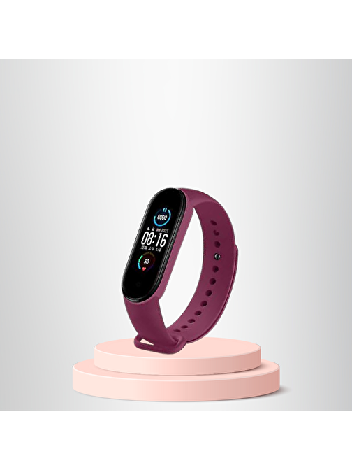 Mi Band 3-4 Uyumlu  Silikon Kordon M3-M4 Uyumlu BORDO