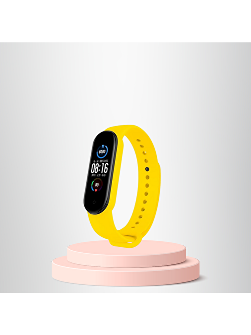 Mi Band 3-4 Uyumlu  Silikon Kordon M3-M4 Uyumlu SARI