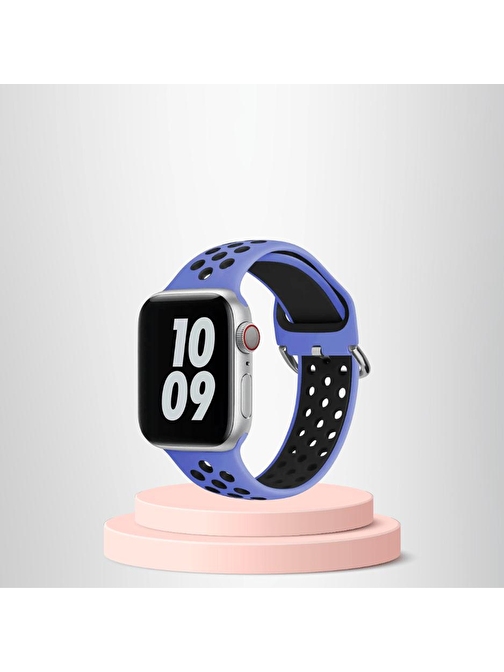 Apple Watch 42 44 45 49 Mm/L  Kordon Kayış Bileklik Delikli LİLA-SİYAH