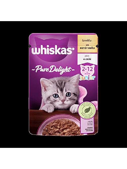 Whiskas Pouch Pure Delight Jöle İçinde Tavuklu Yavru Kedi Konservesi 85gr