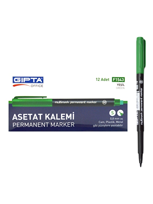 Gıpta Permanent Asetat Kalemi Silgili M Uç Yeşil 12 Adet F1538