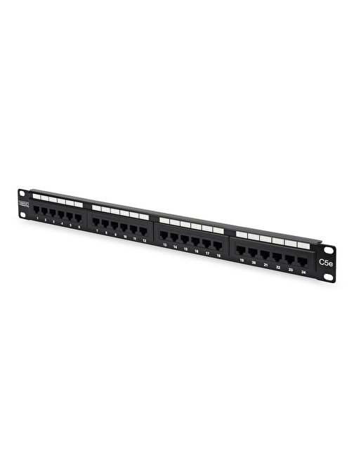 Digitus 19 Inch 24 Port Cat-5E UTP Patch Panel, 50 μ (Mikron), Altın Kontak, Zırhsız 