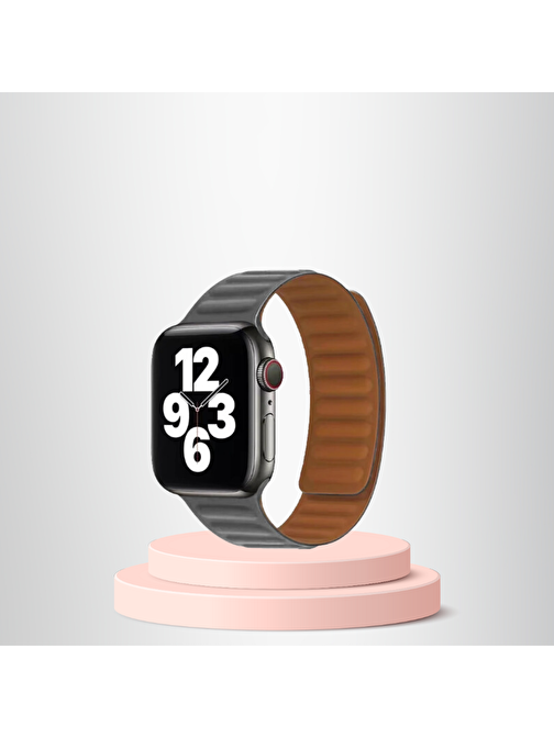 Apple Watch 42/44/45mm Uyumlu  İnce Dokuma Mıknatıslı Kordon GRİ