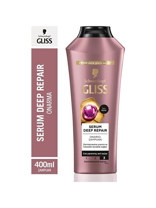 Gliss Serum Deep Repair Şampuan 400 ml x 2 Adet + Sıvı Saç Kremi 200 ml