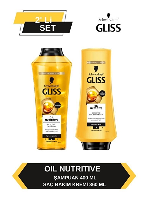 Gliss Oil Nutritive Şampuan 400ml + Saç Kremi 360ml 