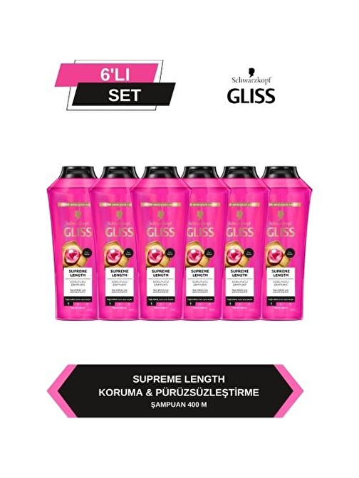 Gliss Supreme Length Uzun Saçlara Özel Şampuan 400 ml x 6 Adet