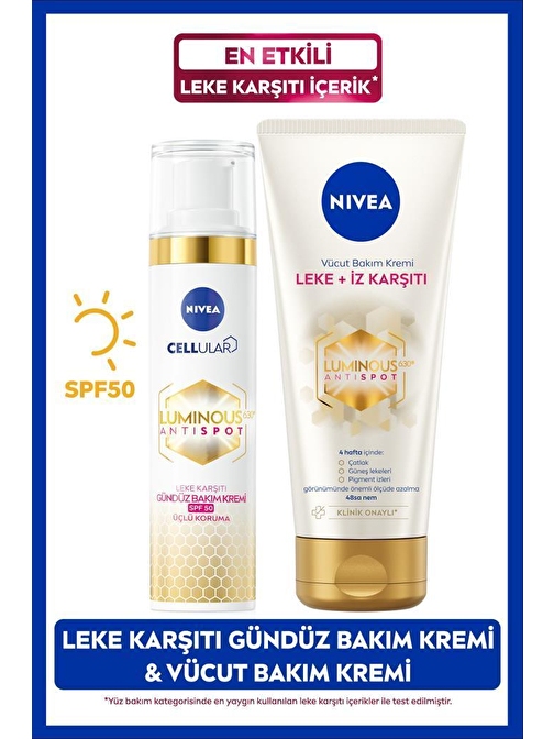 Luminous630 Leke Karşıtı Gündüz Yüz Kremi 40ml, Luminous630 Leke İz Karşıtı Vücut Bakım Kremi 200ml