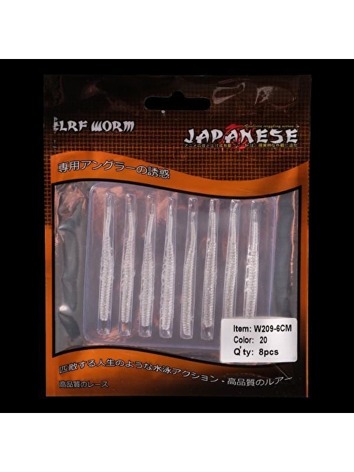 Japanese LRF Worm Silikon Solucan Yem 8'li 6cm Renk 22