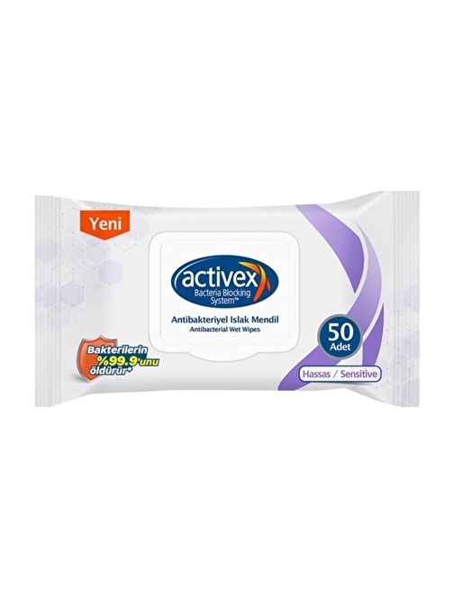 Activex Antibakteriyel Hassas Islak Mendil 50'li