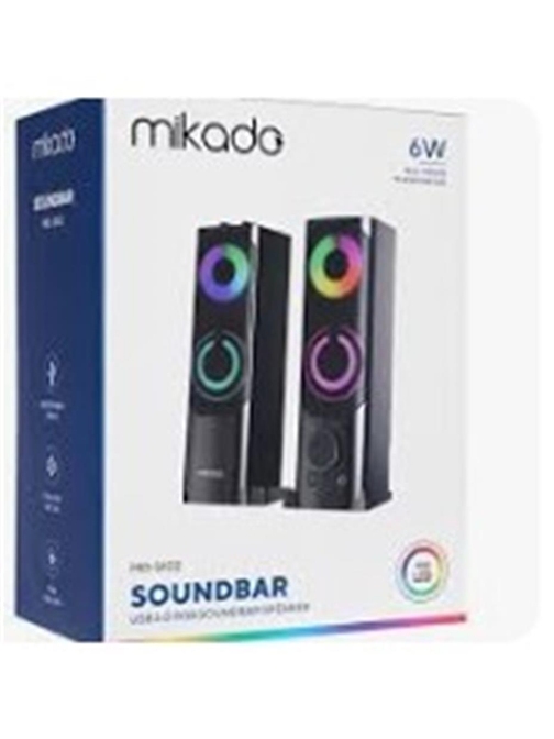 Mikado MD-S102 2.0 3Wx2CH RGB Ledli Siyah USB Soundbar Speaker Hoparlör