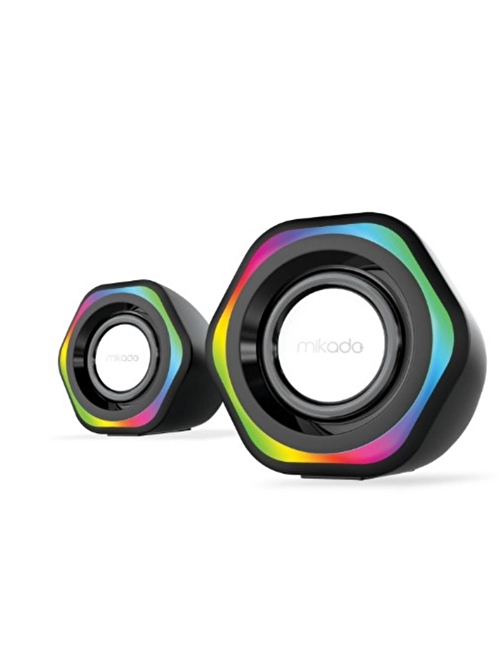 Mikado MD-178 2.0 3W-2 Beyaz RGB Aydınlatmalı USB + 3.5mm USB 5V Speaker Hoparlör