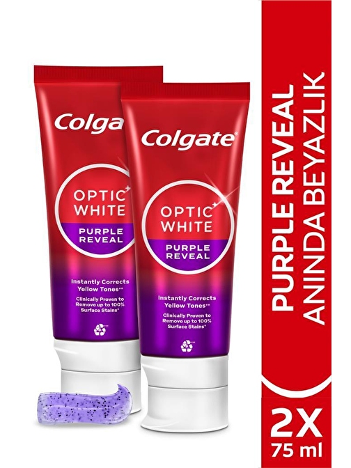 Colgate Optic White Purple Reveal Beyazlatıcı Diş Macunu 75 Ml x2