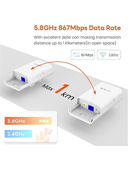 Tenda O1-5G-KIT Outdoor 867 Mbps 9 dBi Dış Mekan Access Point