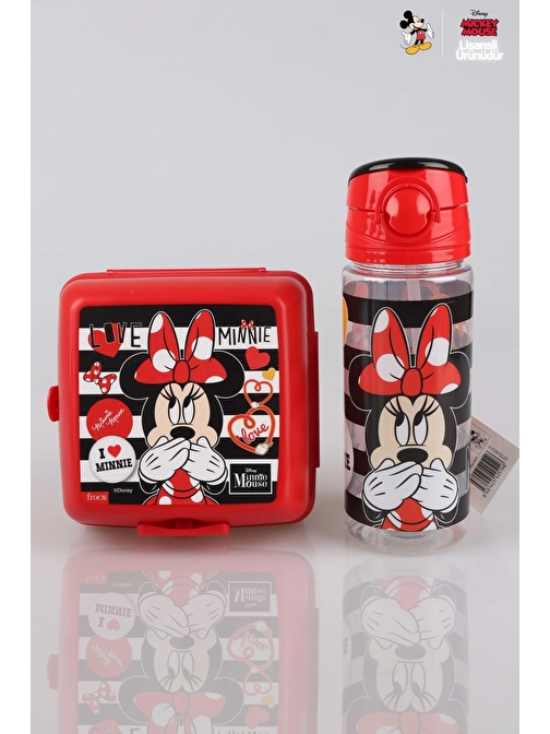 YENİ SEZON LİSANSLI MINNIE MOUSE BESLENME KABI VE TRITAN MATARA 500 ML BESLENME SETİ