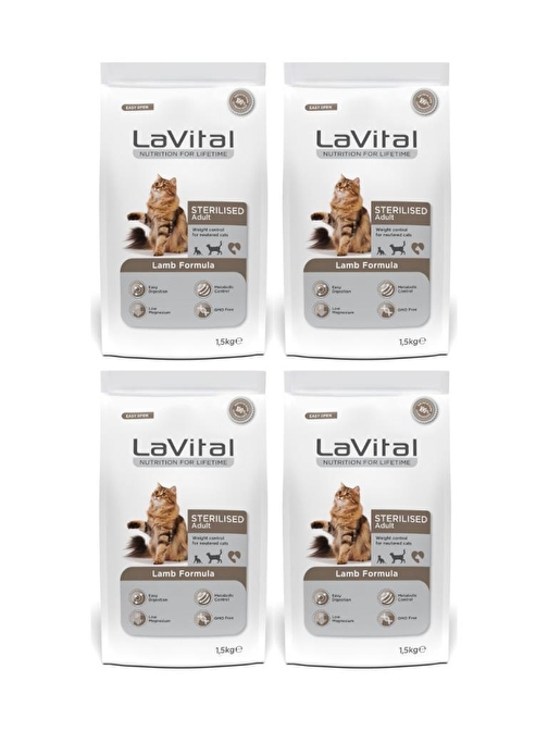 Lavital Kuzulu Kısırlaştırılmış Kuru Kedi Mamasi 1.5 Kg*4 Adet