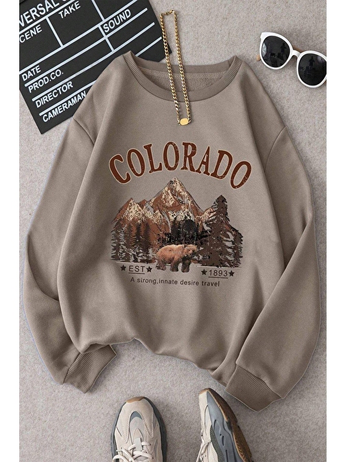 Colorado Baskılı Oversize Sweatshirt