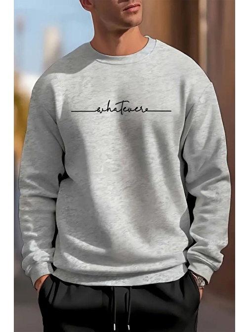 Whatever Baskılı Oversize Sweatshirt