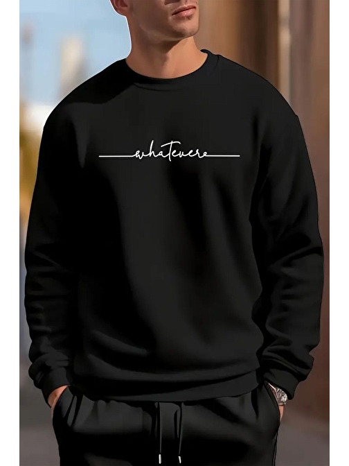 Whatever Baskılı Oversize Sweatshirt