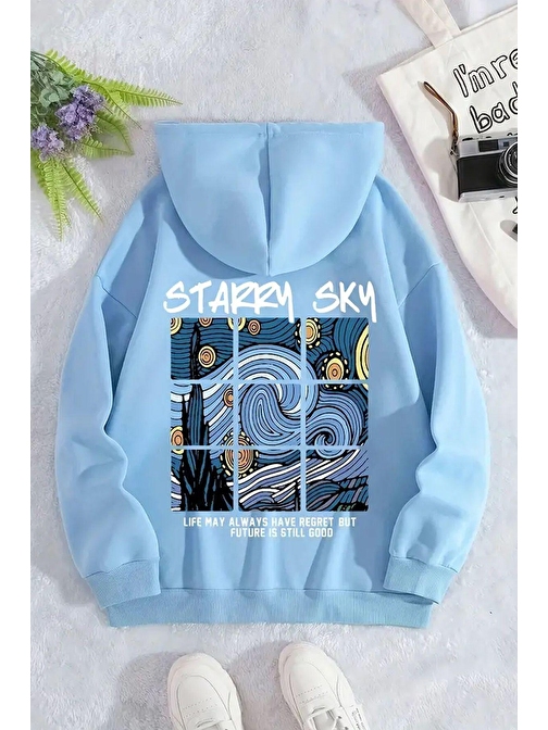 Starry Sky Baskılı Unisex Oversize Sweatshirt