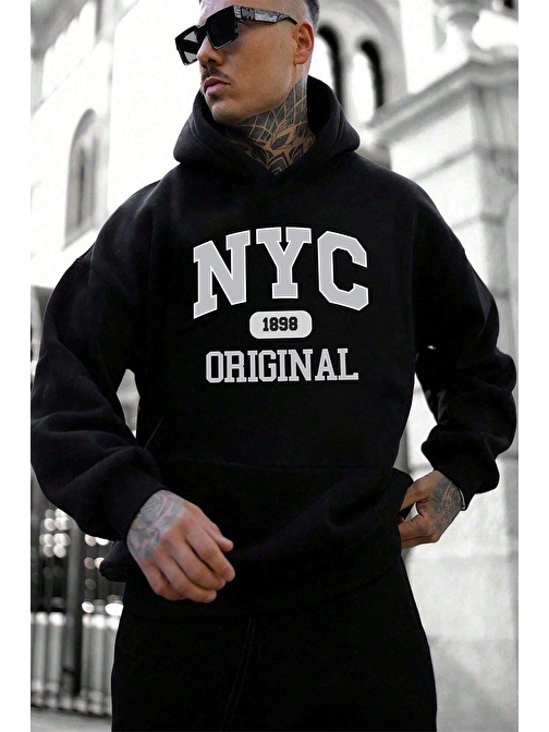 NYC Baskılı Unisex Oversize Sweatshirt