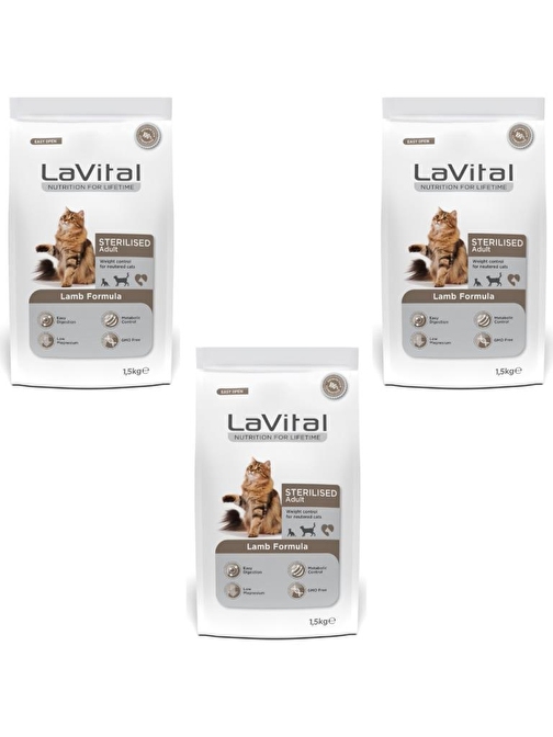 Lavital Sterilised Kuzulu Kısırlaştırılmış Kuru Kedi Mamasi 1.5 Kg*3 Adet